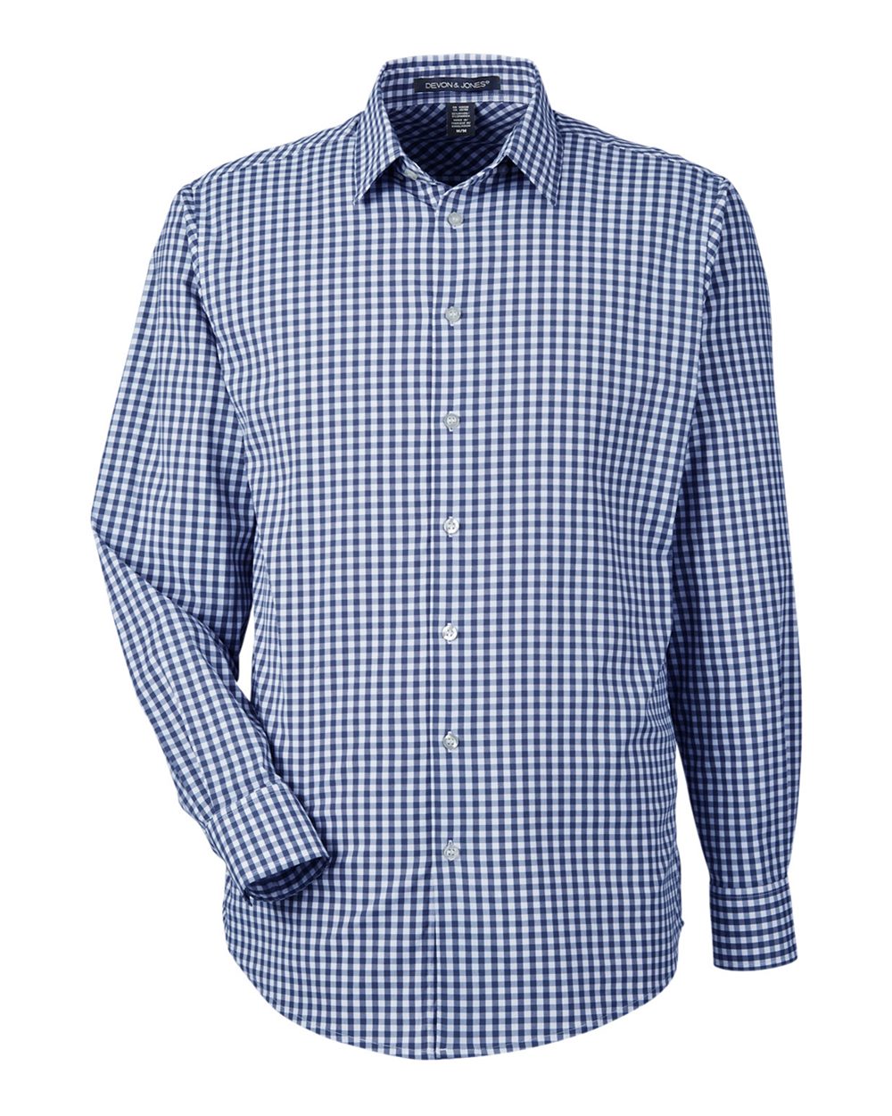 Men's CrownLux Performance® Gingham Dress Shirt - Front - B683B2653 - Navy/ White