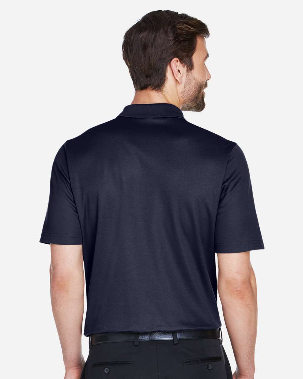 Men's Tall CrownLux Performance® Plaited Polo - OnModelBack - B639B2655 - Navy