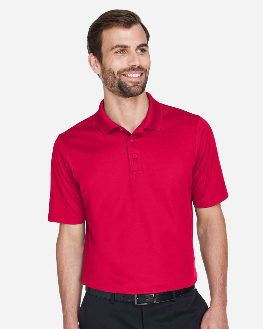 Men's Tall CrownLux Performance® Plaited Polo - OnModelFront - B639B2705 - Red