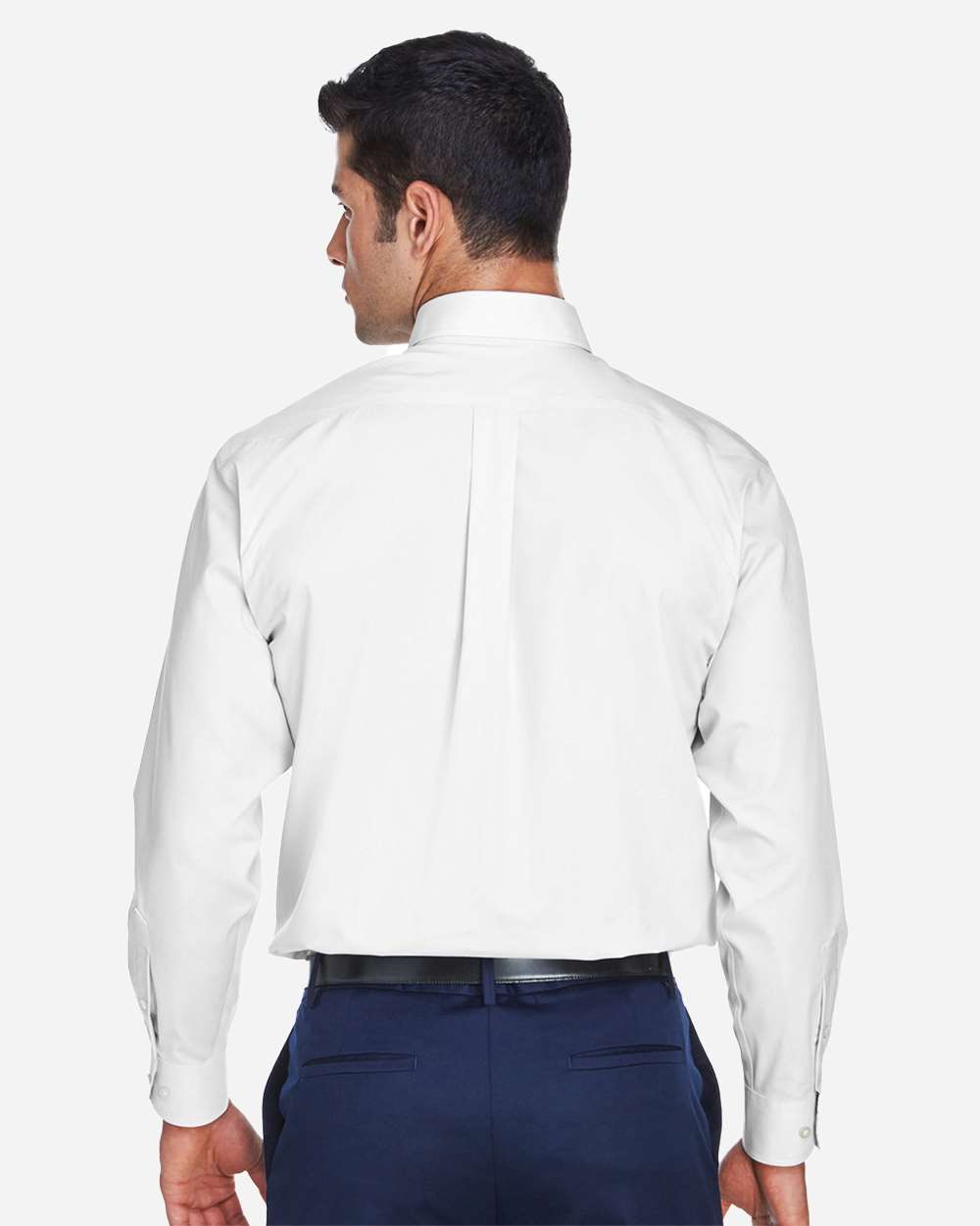 Men's Crown Collection® Broadcloth Woven Dress Shirt - OnModelBack - B598B2002 - White