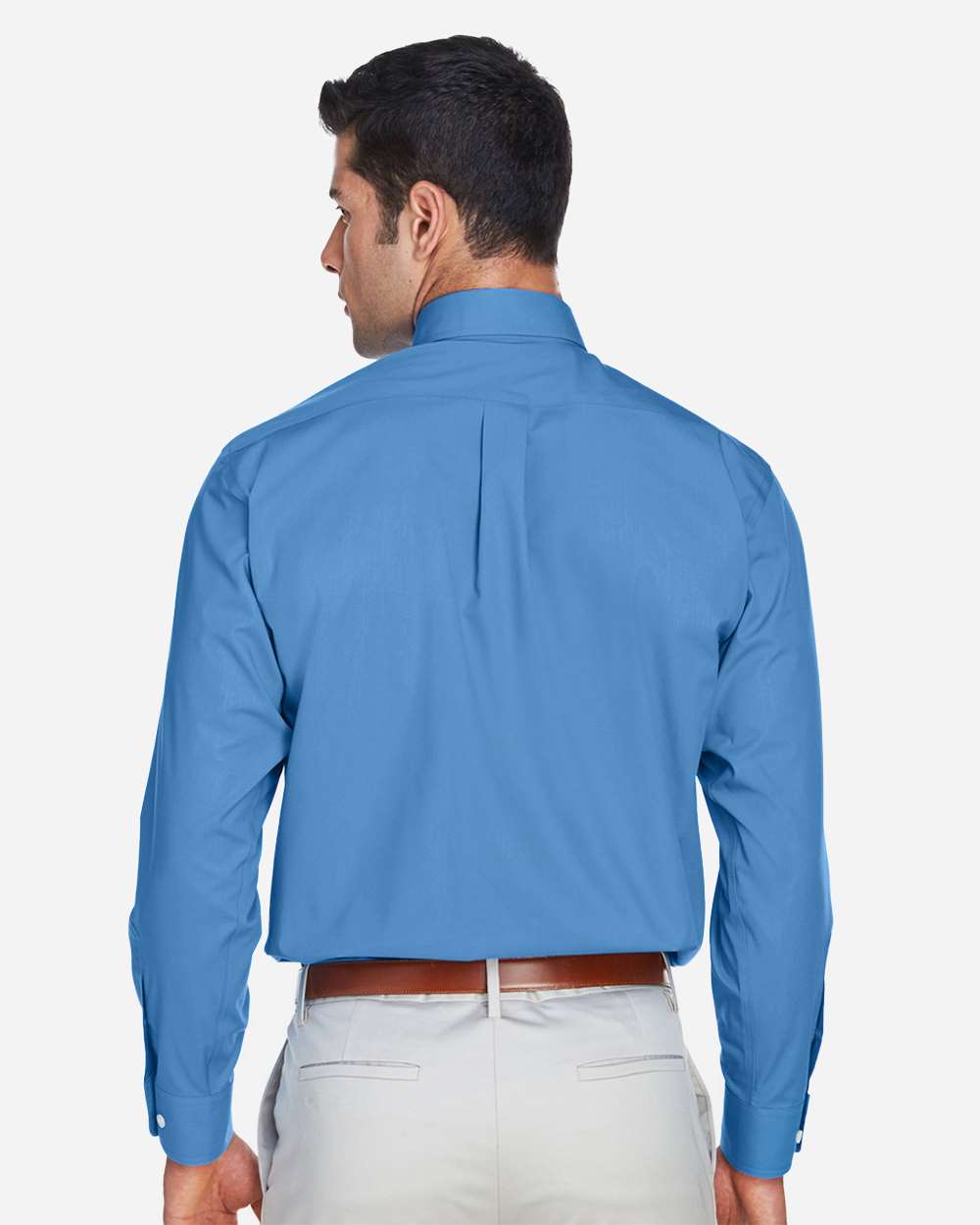 Men's Crown Collection® Broadcloth Woven Dress Shirt - OnModelBack - B598B2102 - French Blue