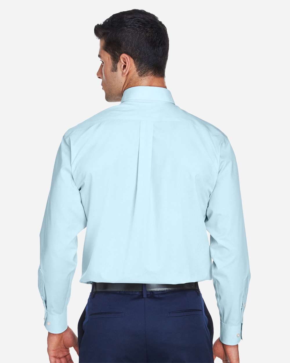 Men's Crown Collection® Broadcloth Woven Dress Shirt - OnModelBack - B598B2253 - Crystal Blue