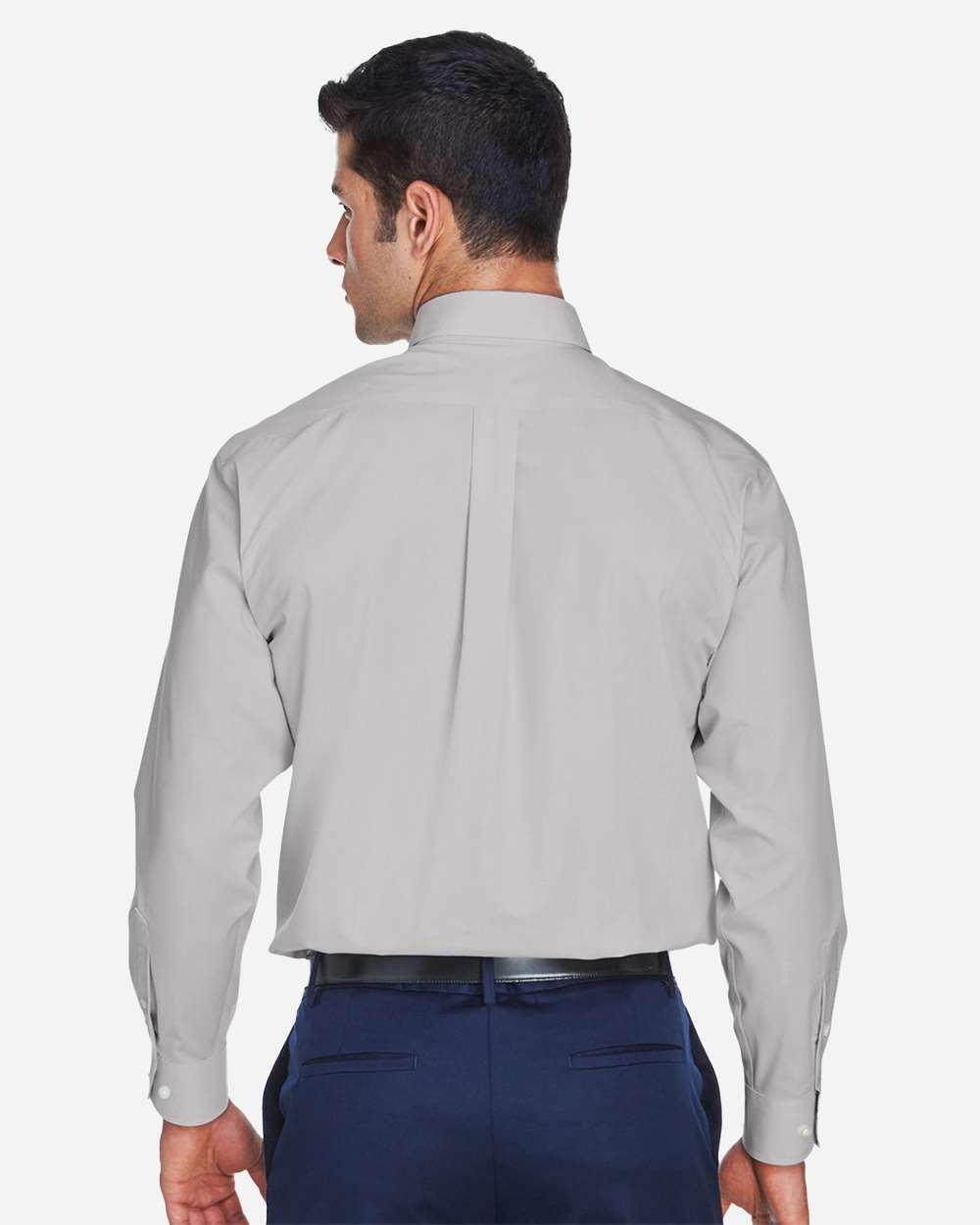 Men's Crown Collection® Broadcloth Woven Dress Shirt - OnModelBack - B598B2352 - Silver