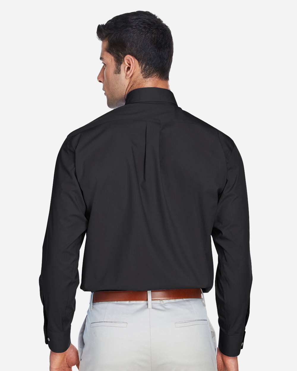 Men's Crown Collection® Broadcloth Woven Dress Shirt - OnModelBack - B598B2502 - Black