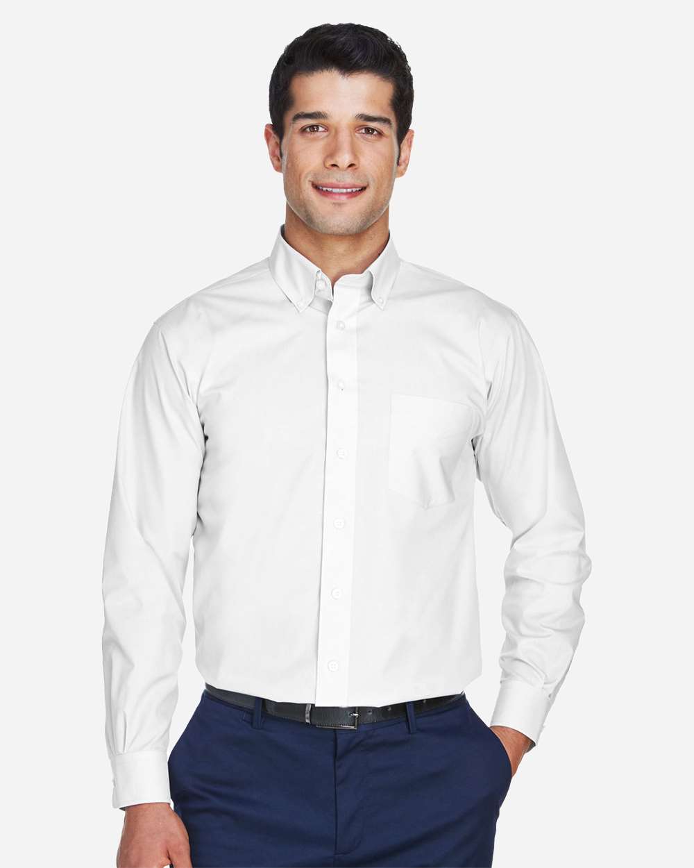 Men's Crown Collection® Broadcloth Woven Dress Shirt - OnModelFront - B598B2002 - White