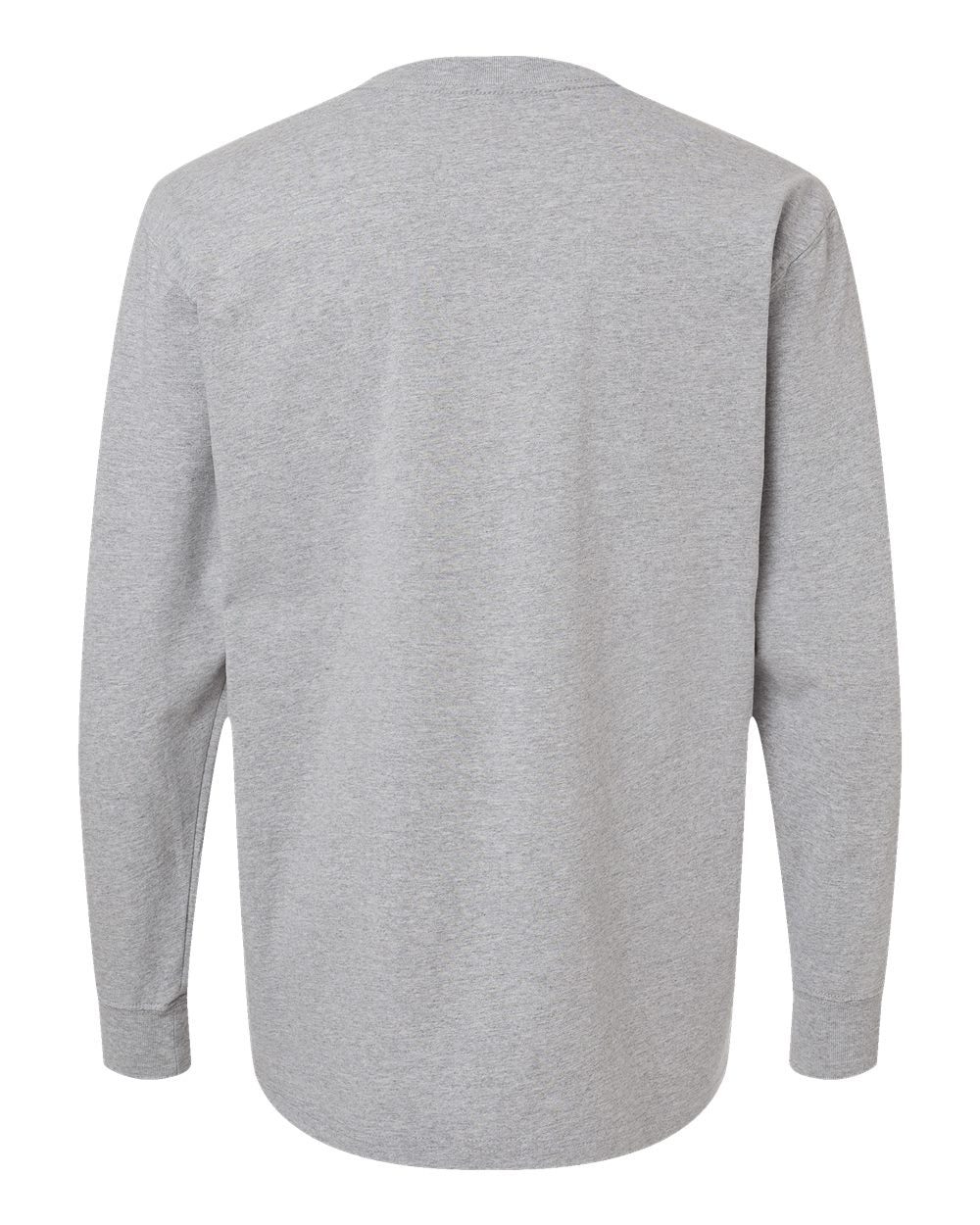 Men's Traditional Heavyweight Long Sleeve T-Shirt - Back - B08130583 - Heather Grey