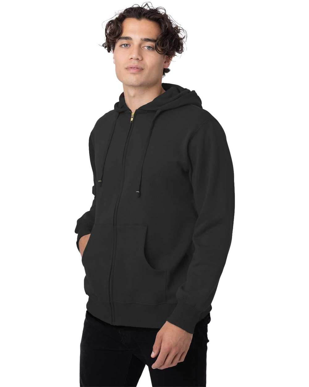 Unisex Heritage Full-Zip Hooded Sweatshirt - OnModelSide - B862E9503 - Black