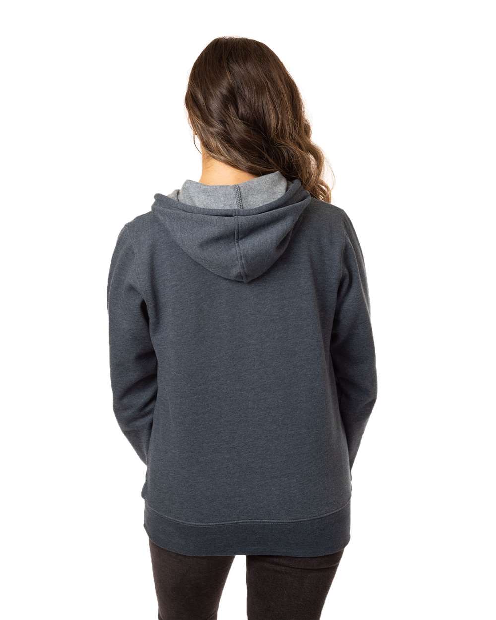 Women's Heathered Full-Zip Hooded Sweatshirt - OnModelBack - B855E9653 - Water
