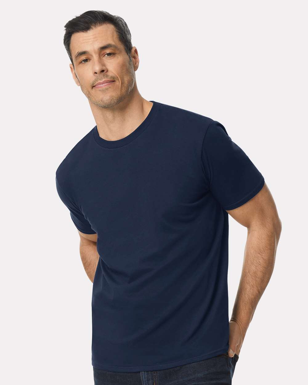 Unisex Softstyle® Lightweight T-Shirt - OnModelFront - B00560652 - Navy
