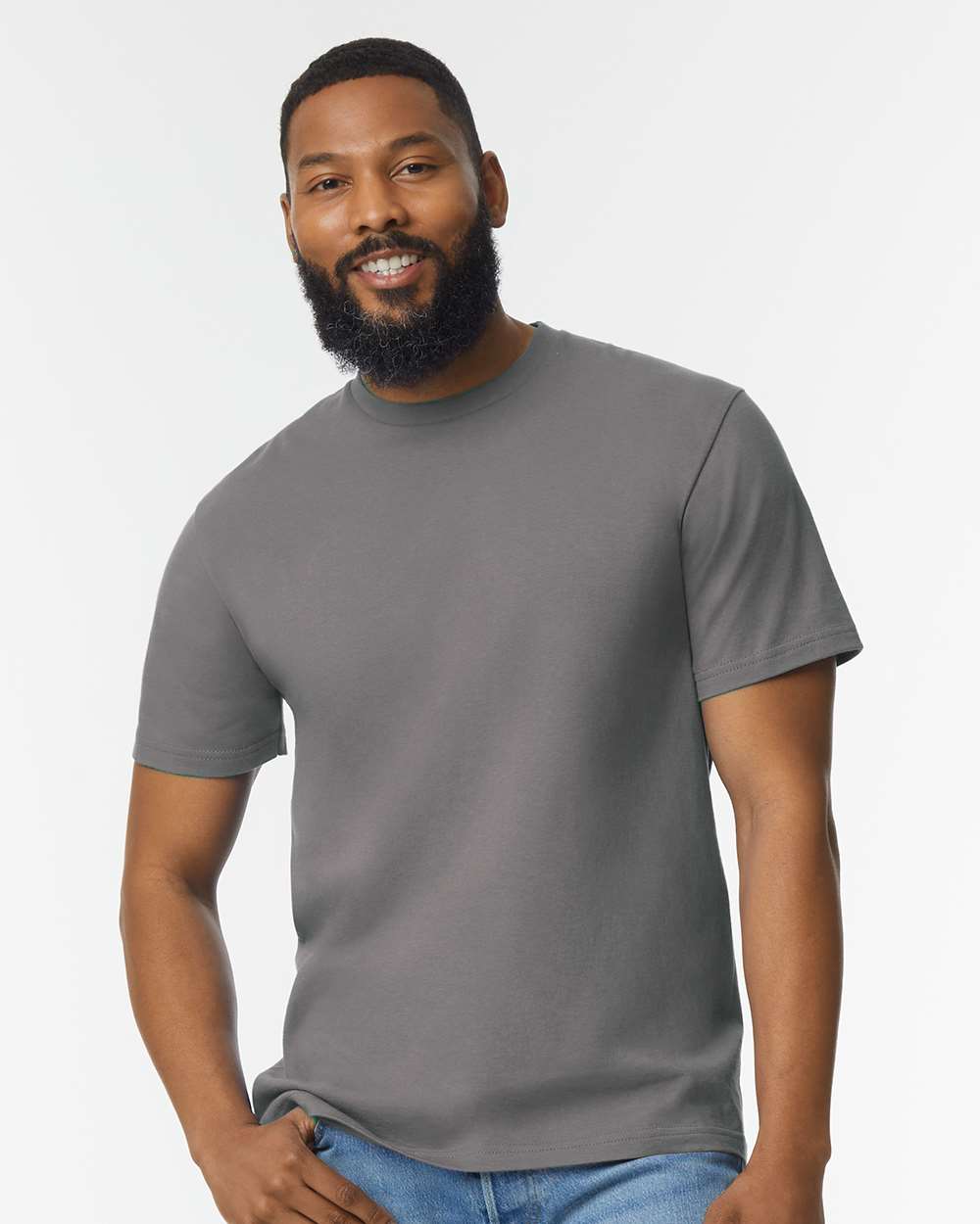 Men's Softstyle® Midweight T-Shirt - OnModelFront - B00860093 - Charcoal