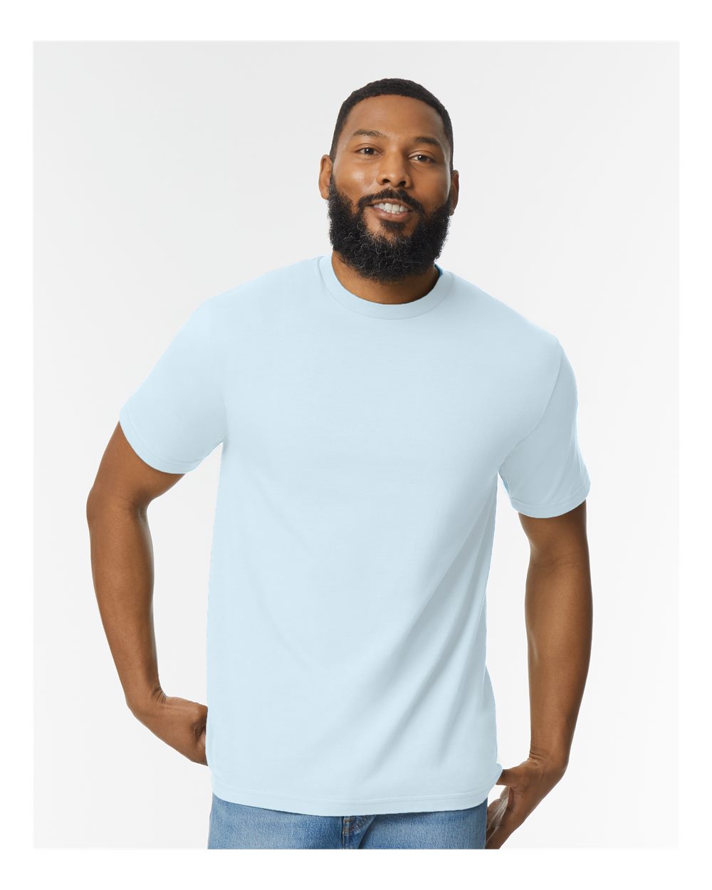 Men's Softstyle® Midweight T-Shirt - OnModelFront - B00860253 - Light Blue