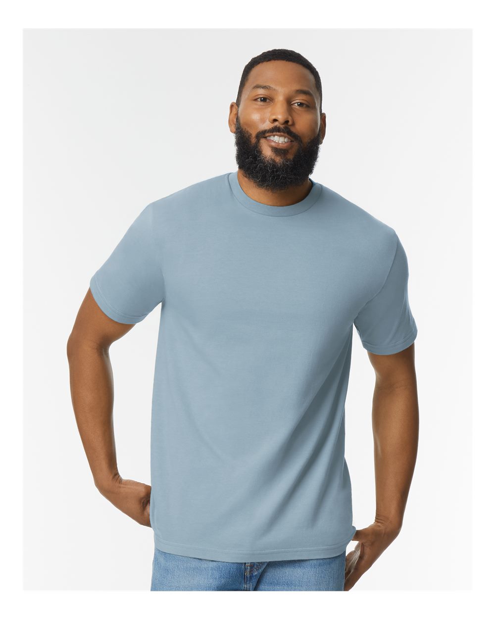 Men's Softstyle® Midweight T-Shirt - OnModelFront - B00860373 - Stone Blue