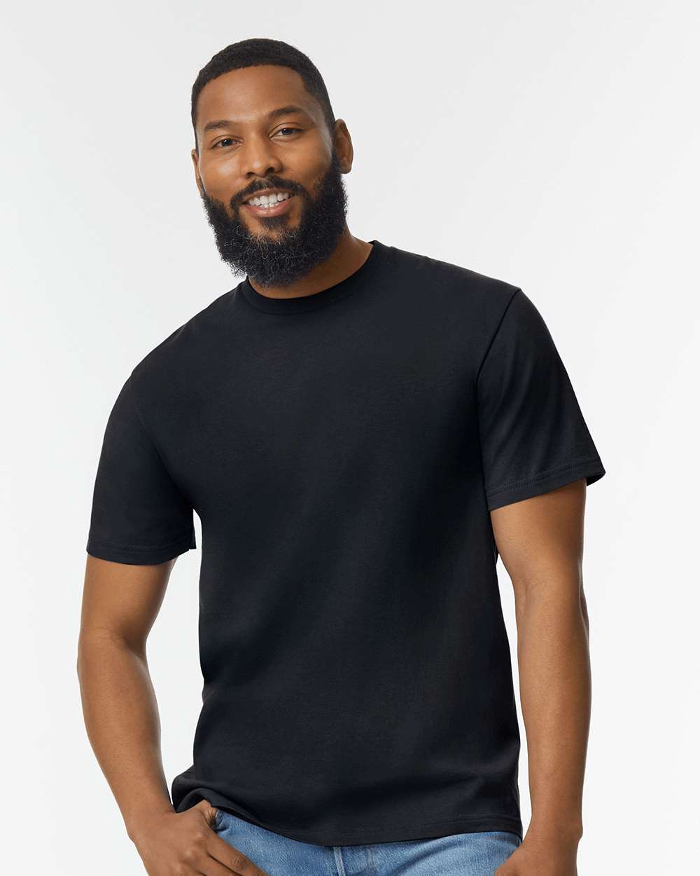 Men's Softstyle® Midweight T-Shirt - OnModelFront - B00860503 - Pitch Black