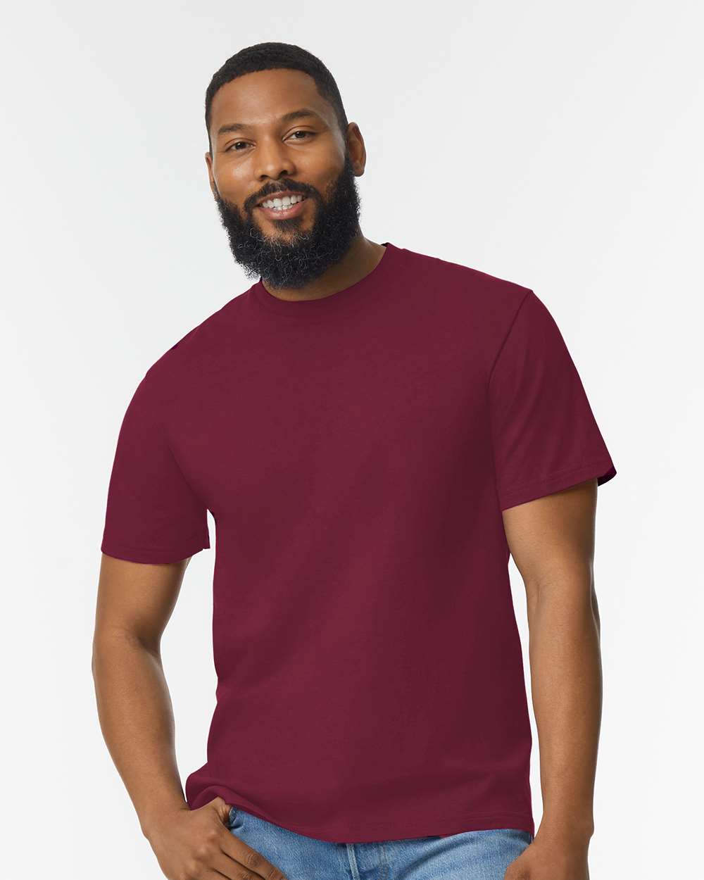 Men's Softstyle® Midweight T-Shirt - OnModelFront - B00860533 - Maroon