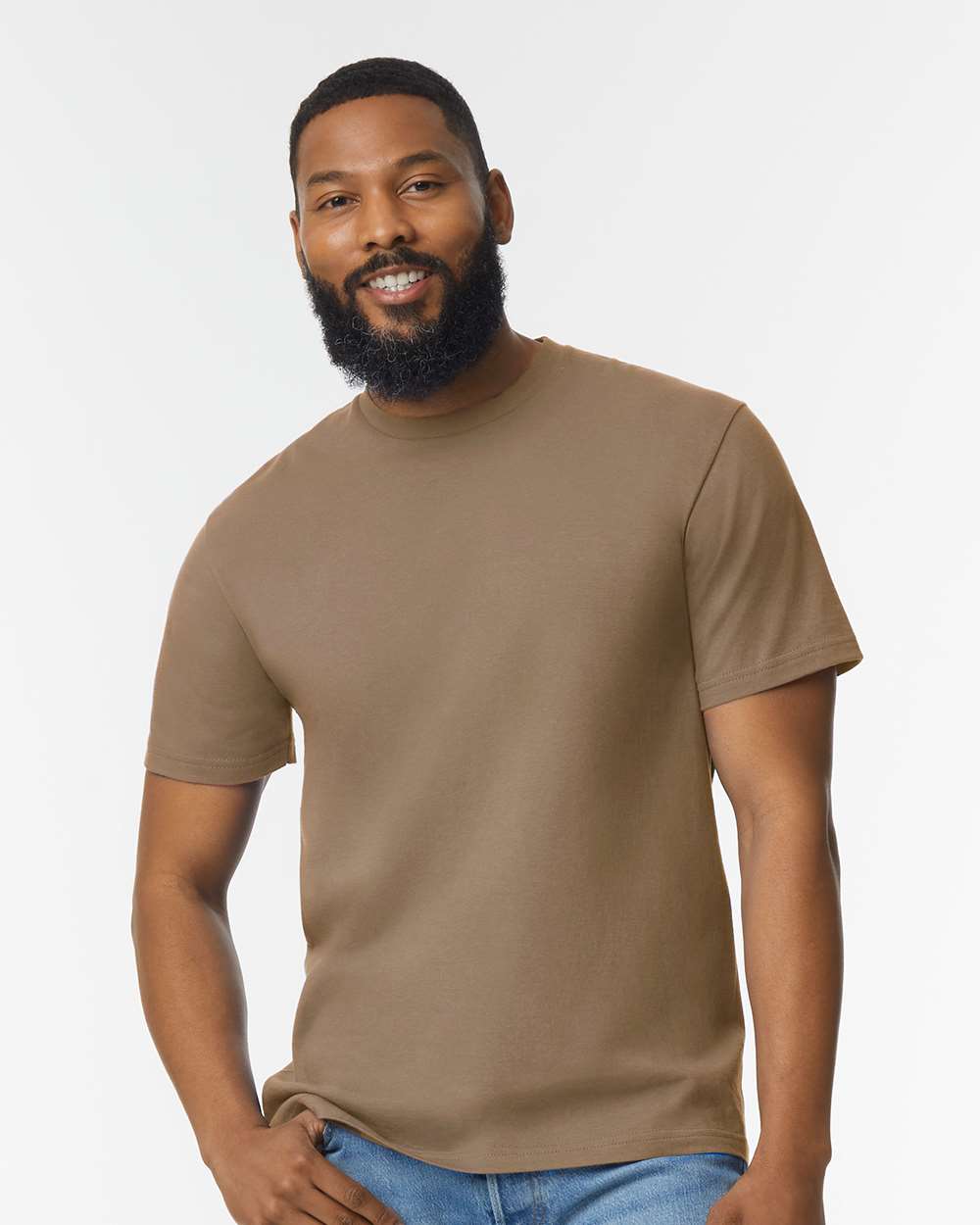 Men's Softstyle® Midweight T-Shirt - OnModelFront - B00860553 - Brown Savana