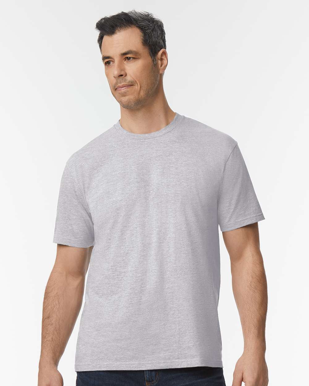 Men's Softstyle® Midweight T-Shirt - OnModelFront - B00860583 - Sport Grey