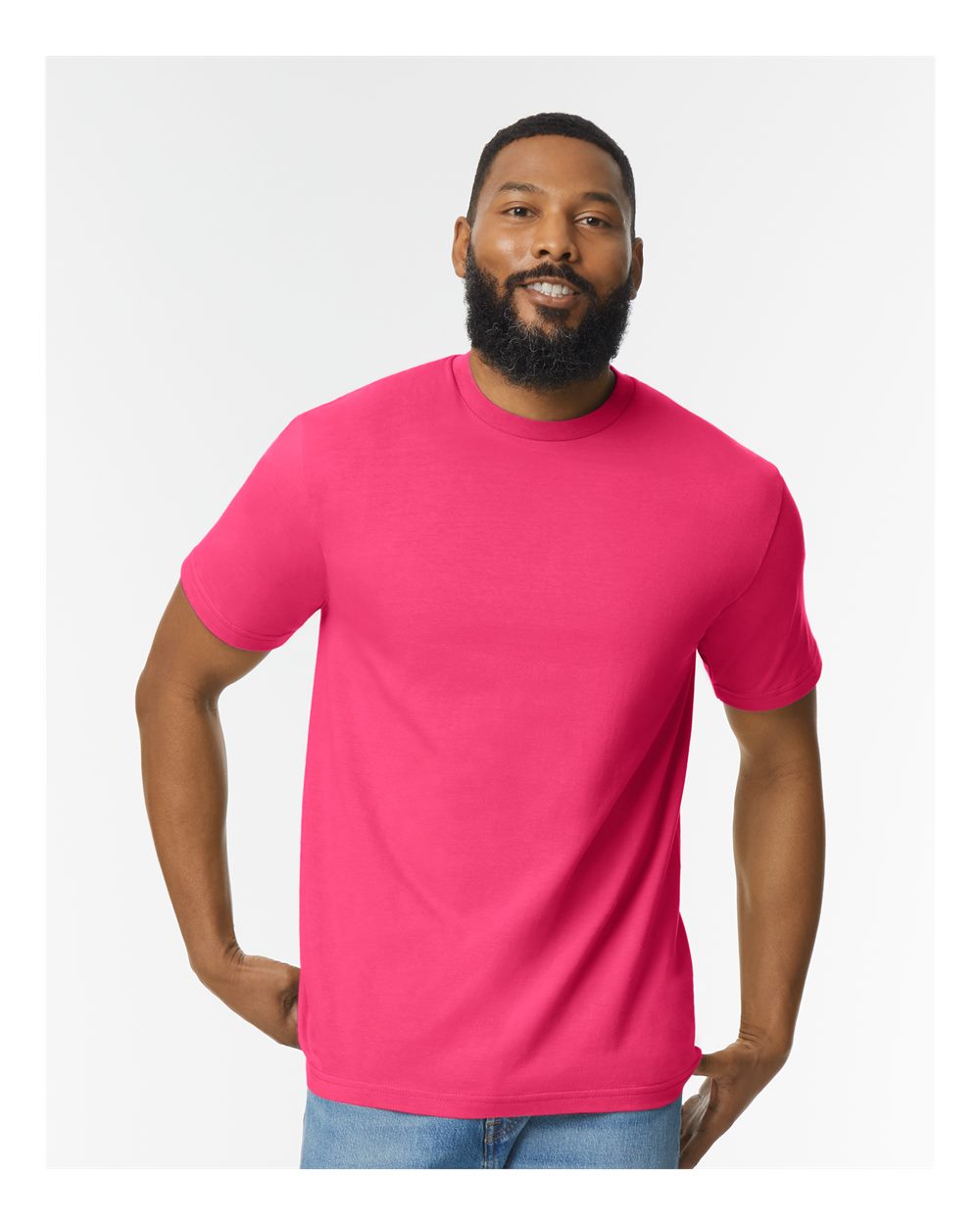 Men's Softstyle® Midweight T-Shirt - OnModelFront - B00860693 - Heliconia