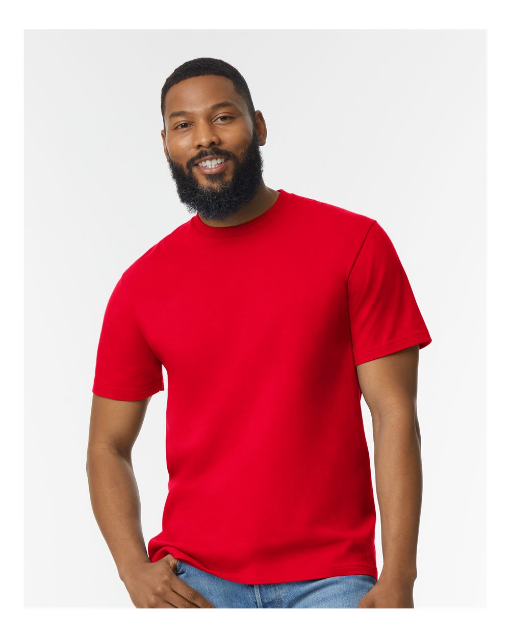 Men's Softstyle® Midweight T-Shirt - OnModelFront - B00860703 - Red