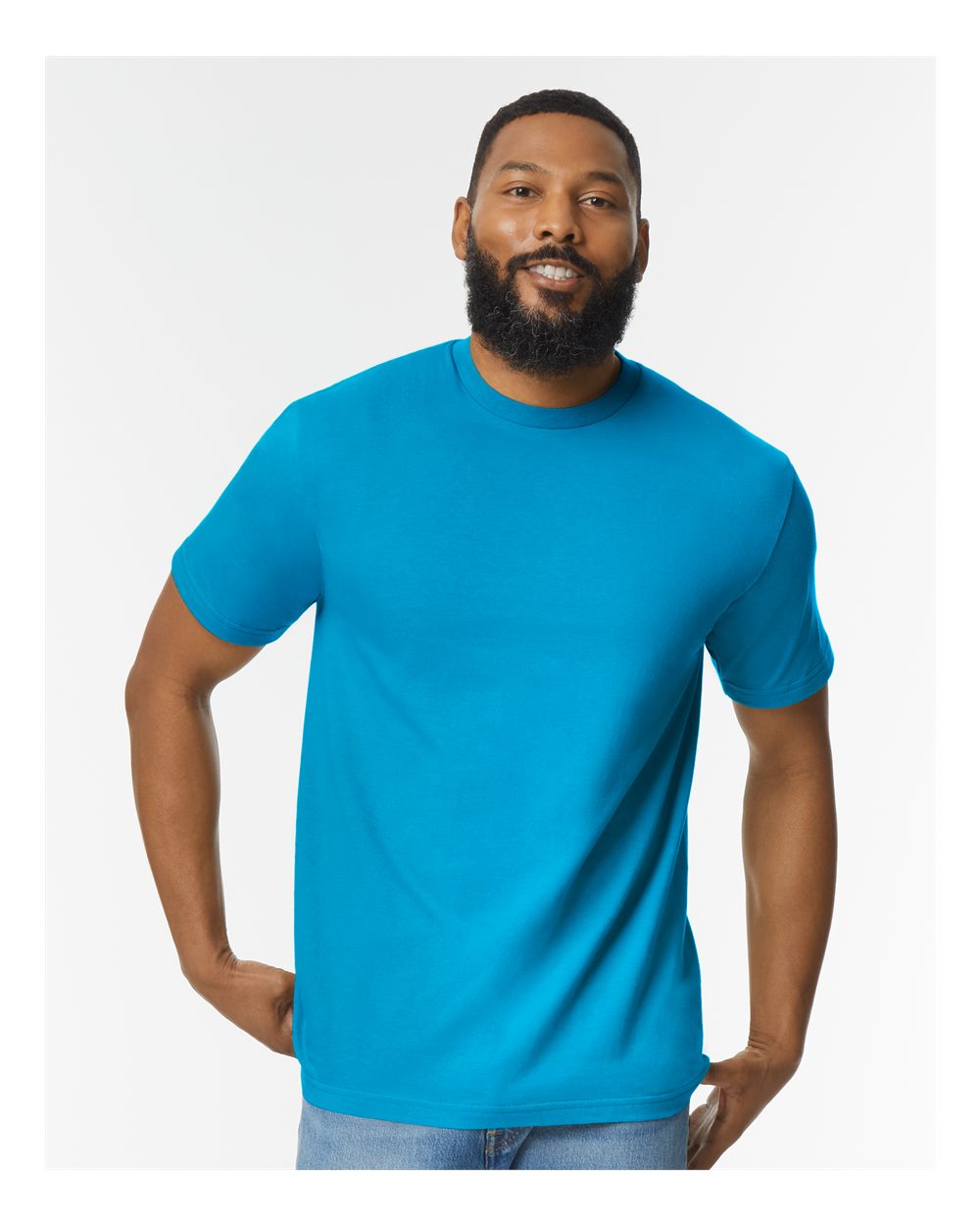 Men's Softstyle® Midweight T-Shirt - OnModelFront - B00860763 - Sapphire