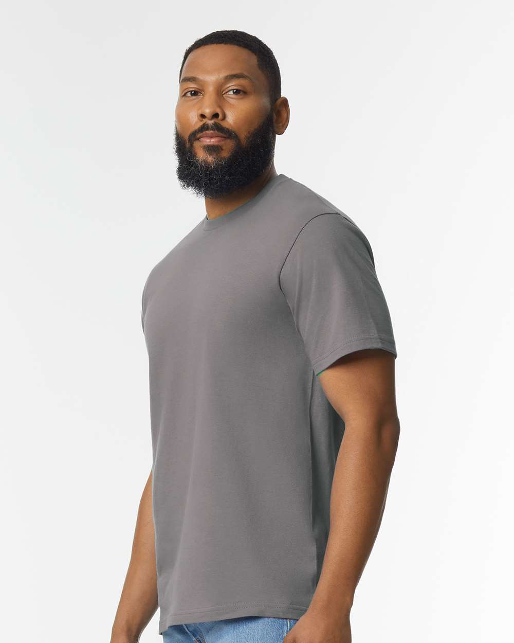 Men's Softstyle® Midweight T-Shirt - OnModelSide - B00860093 - Charcoal