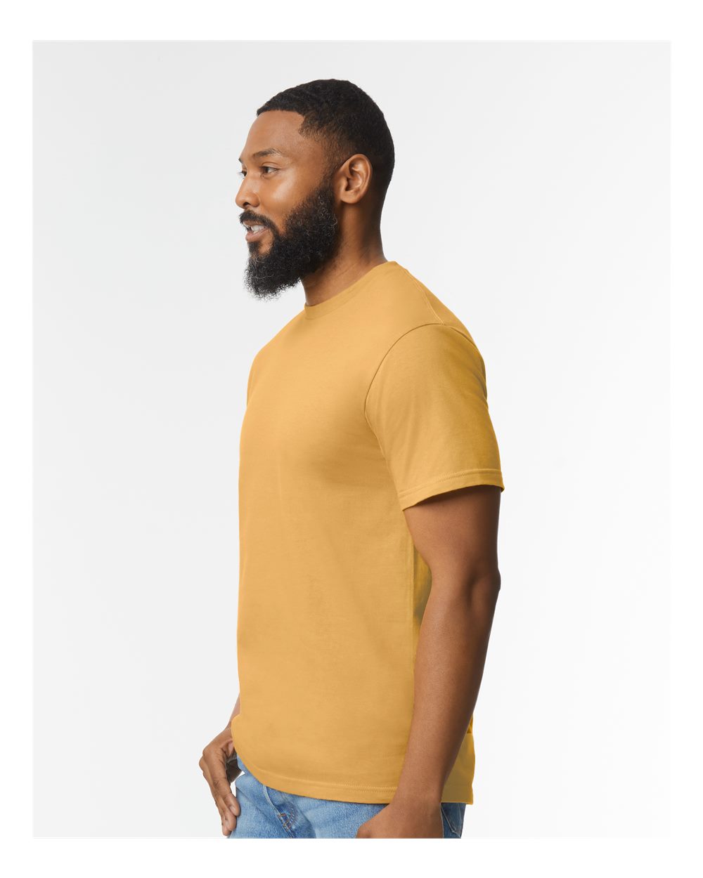 Men's Softstyle® Midweight T-Shirt - OnModelSide - B00860123 - Mustard