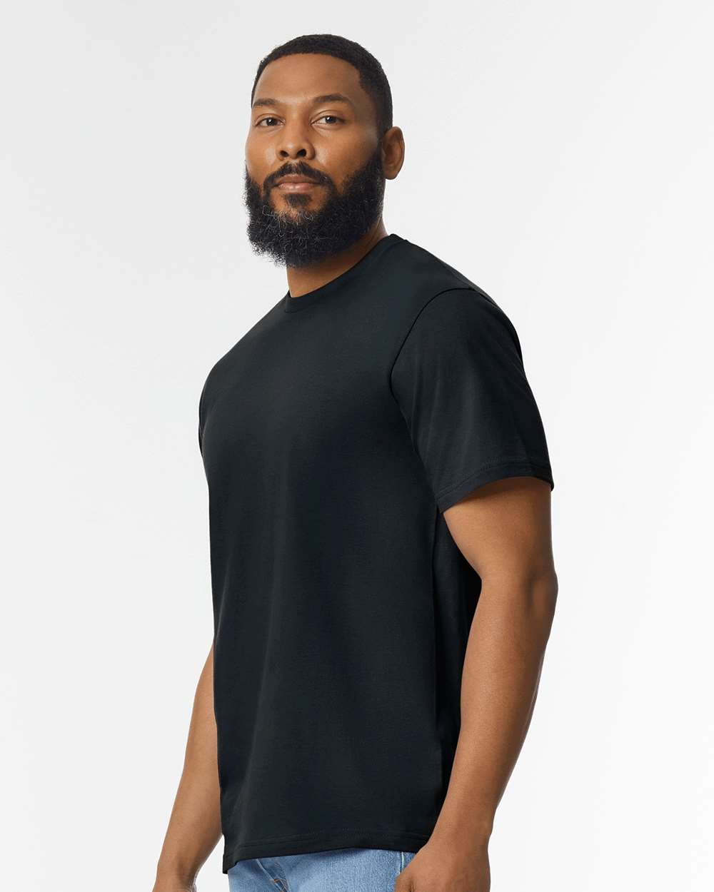 Men's Softstyle® Midweight T-Shirt - OnModelSide - B00860503 - Pitch Black
