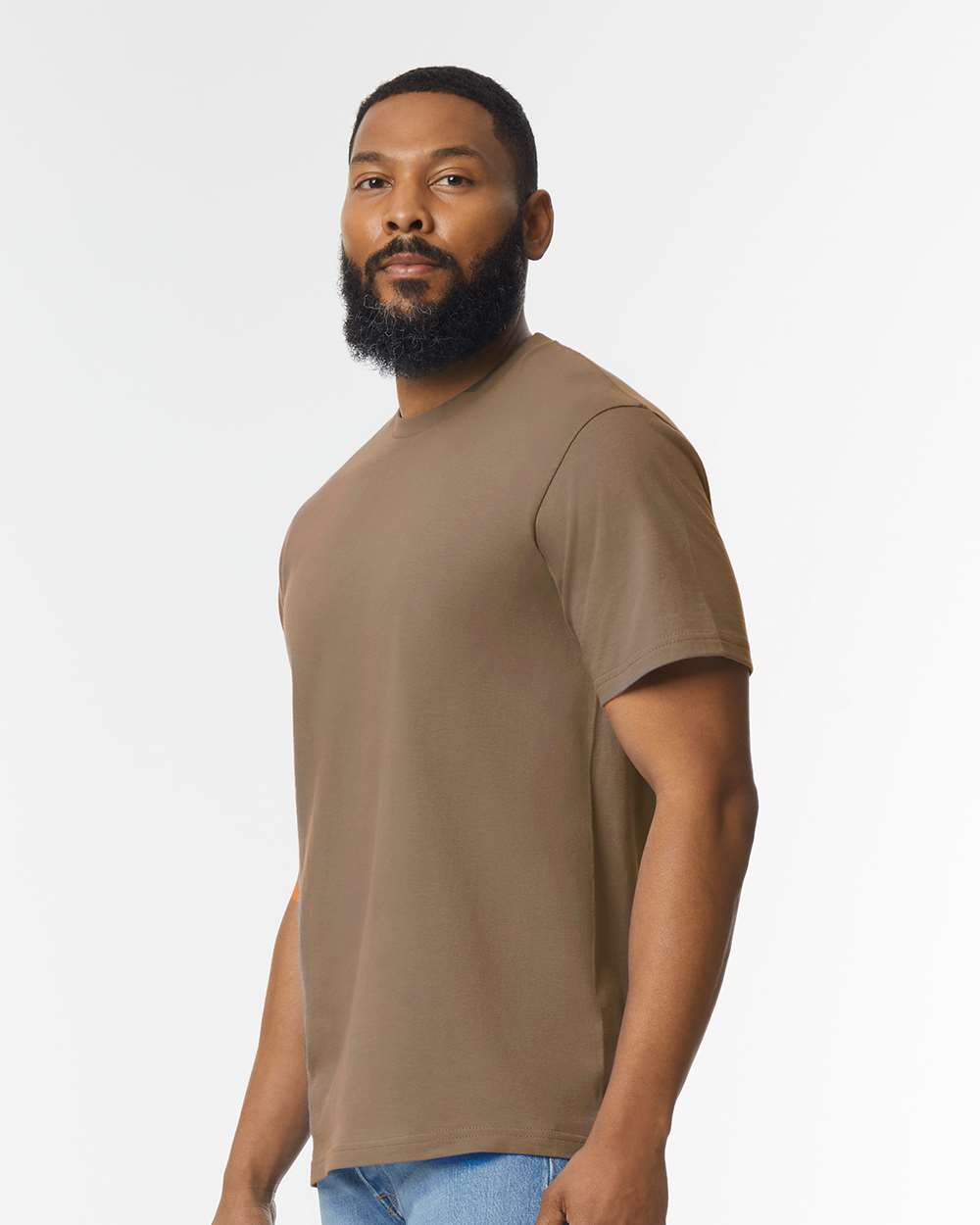 Men's Softstyle® Midweight T-Shirt - OnModelSide - B00860553 - Brown Savana