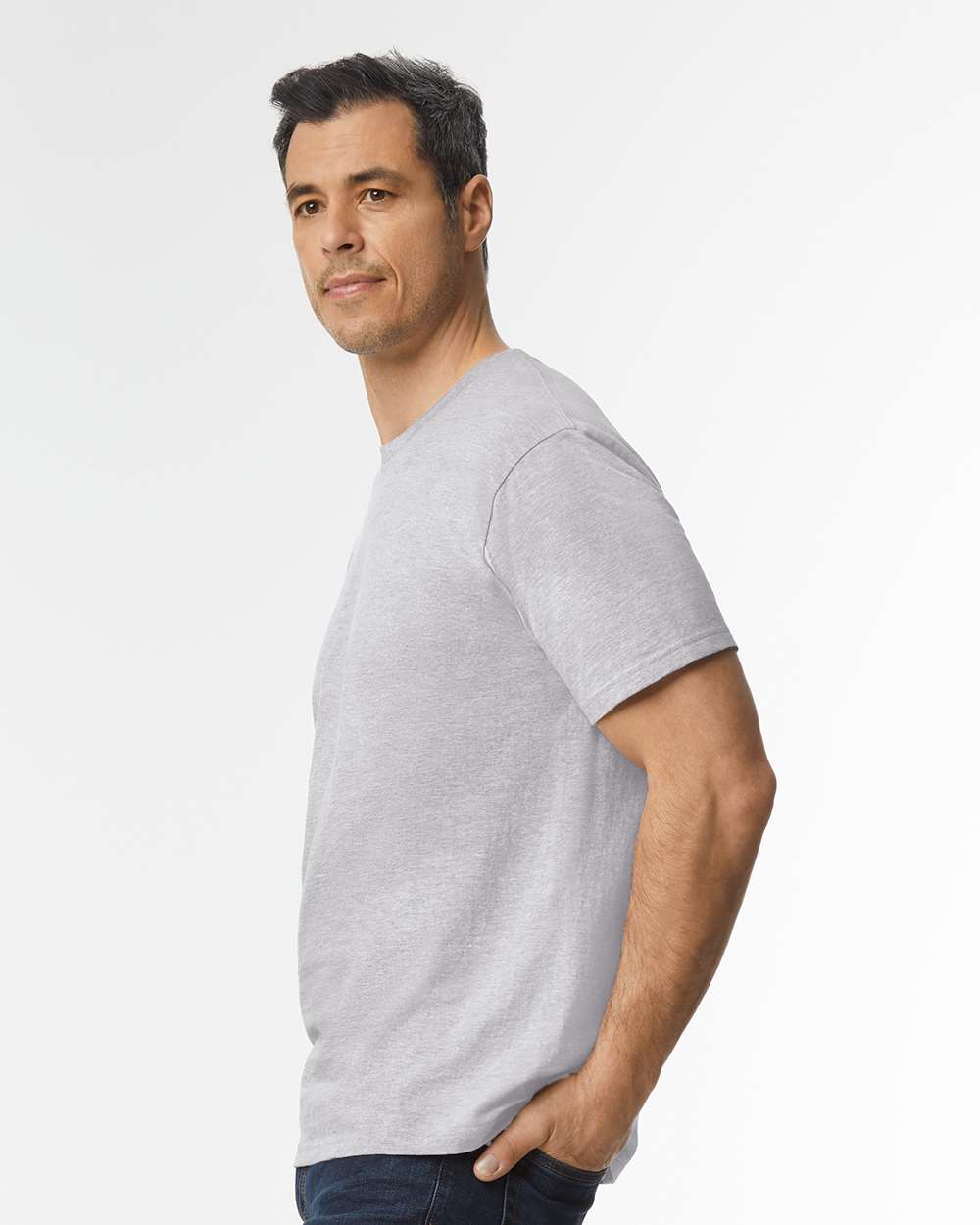 Men's Softstyle® Midweight T-Shirt - OnModelSide - B00860583 - Sport Grey