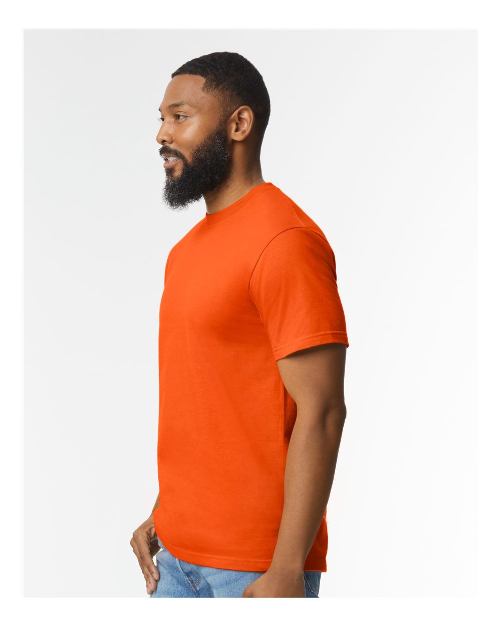 Men's Softstyle® Midweight T-Shirt - OnModelSide - B00860663 - Orange