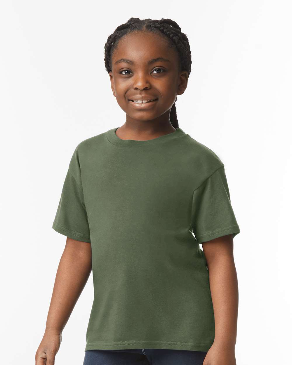 Youth Softstyle® T-Shirt - OnModelFront - B01660062 - Military Green