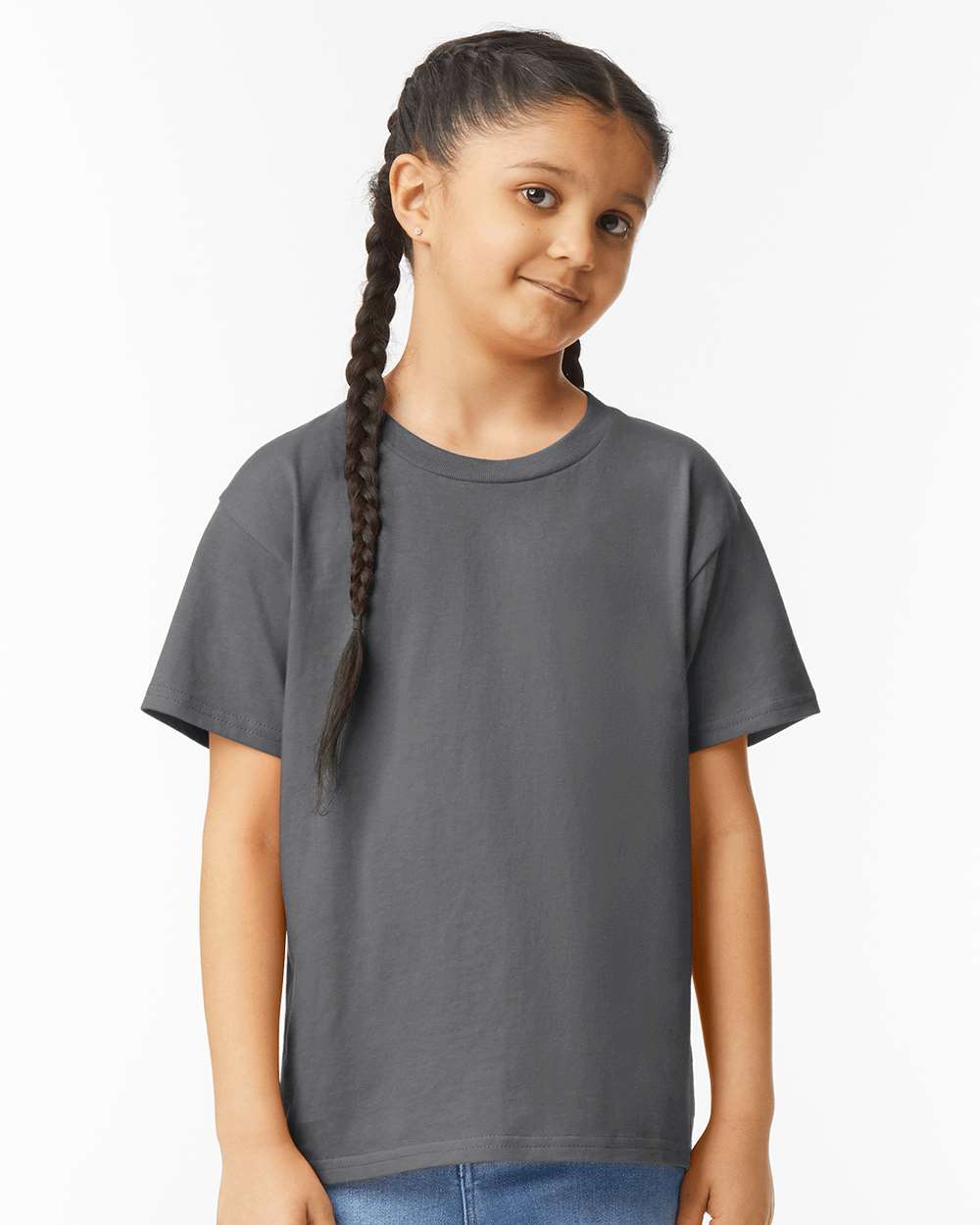 Youth Softstyle® T-Shirt - OnModelFront - B01660092 - Charcoal