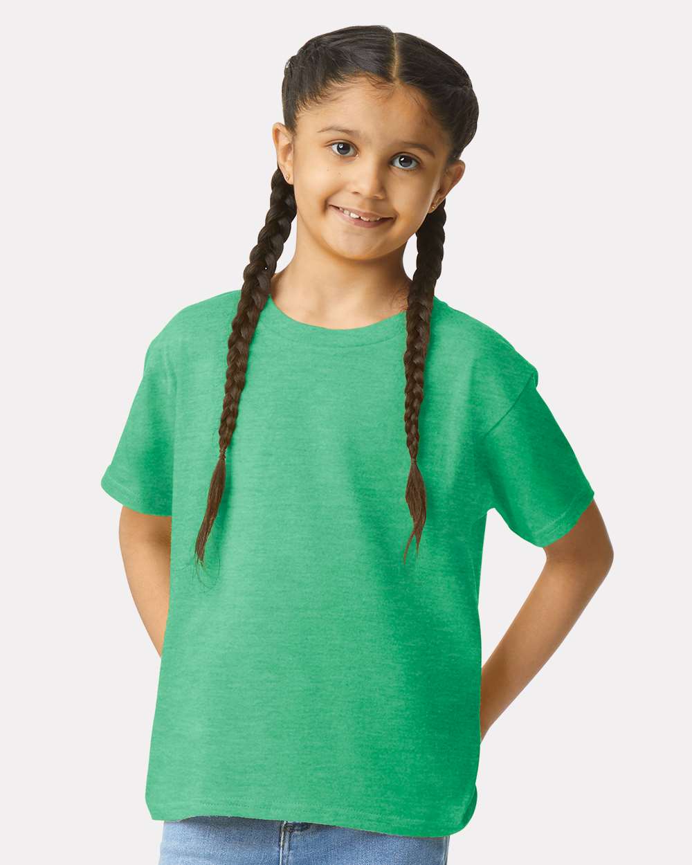 Youth Softstyle® T-Shirt - OnModelFront - B01660172 - Heather Irish Green
