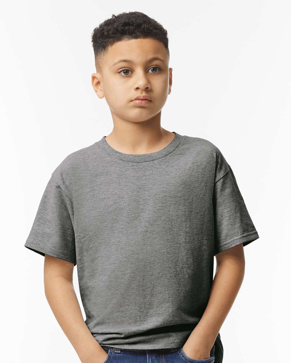 Youth Softstyle® T-Shirt - OnModelFront - B01660492 - Graphite Heather