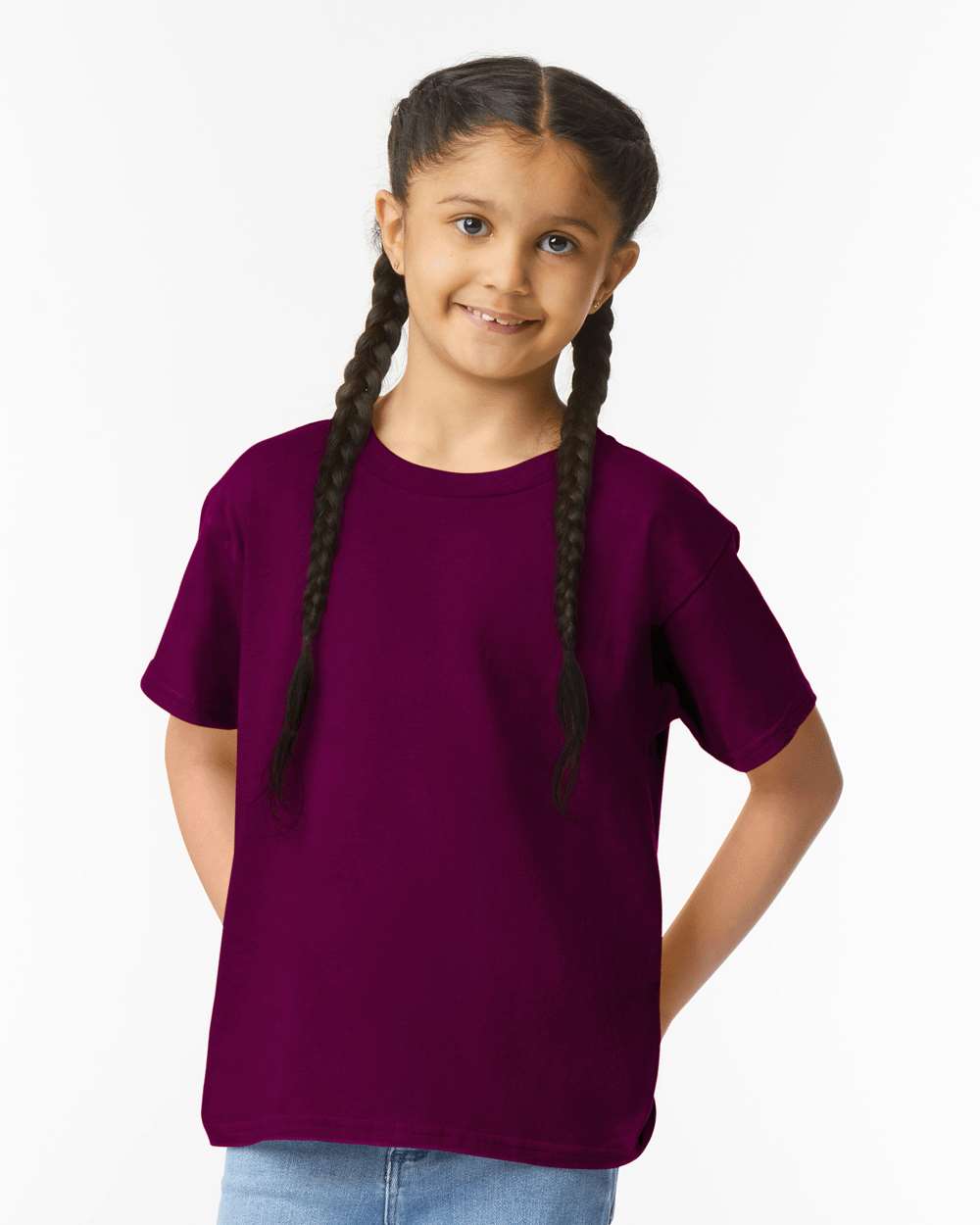 Youth Softstyle® T-Shirt - OnModelFront - B01660532 - Maroon