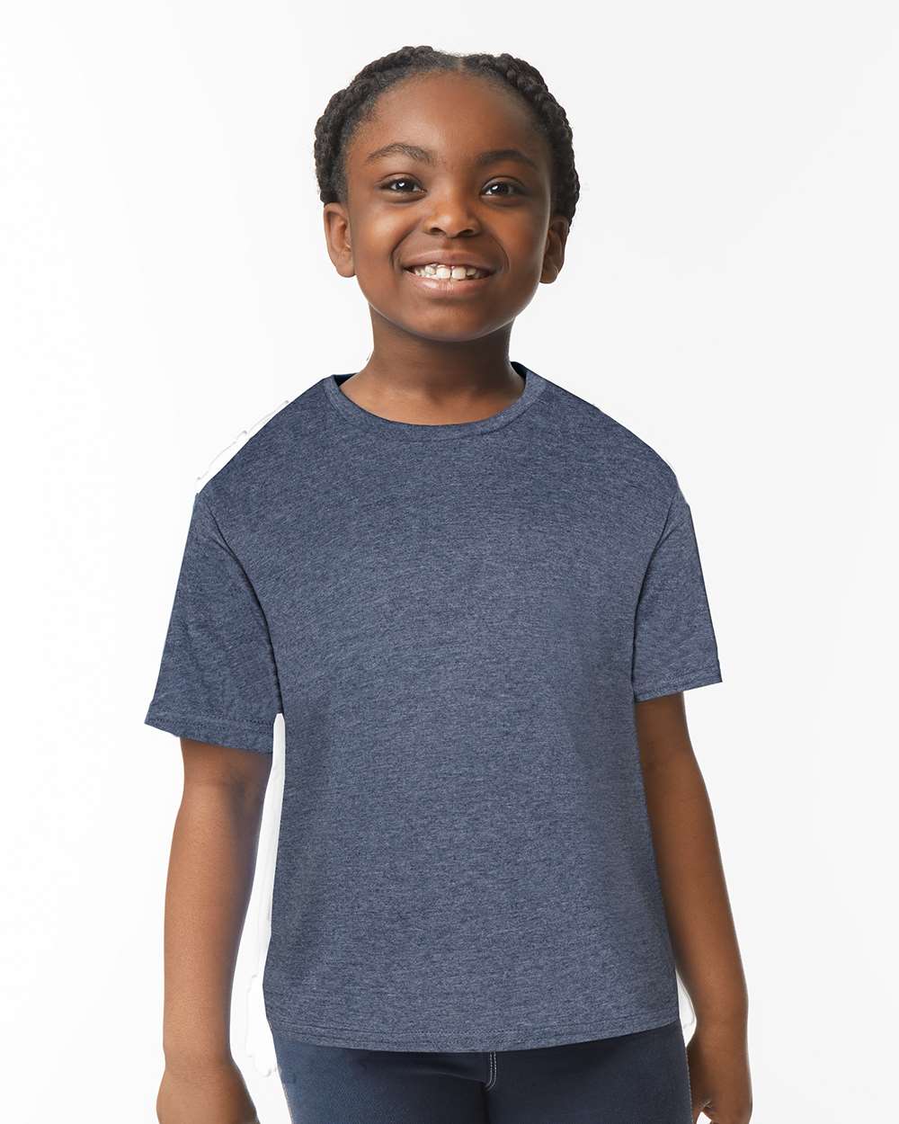 Youth Softstyle® T-Shirt - OnModelFront - B01660612 - Heather Navy