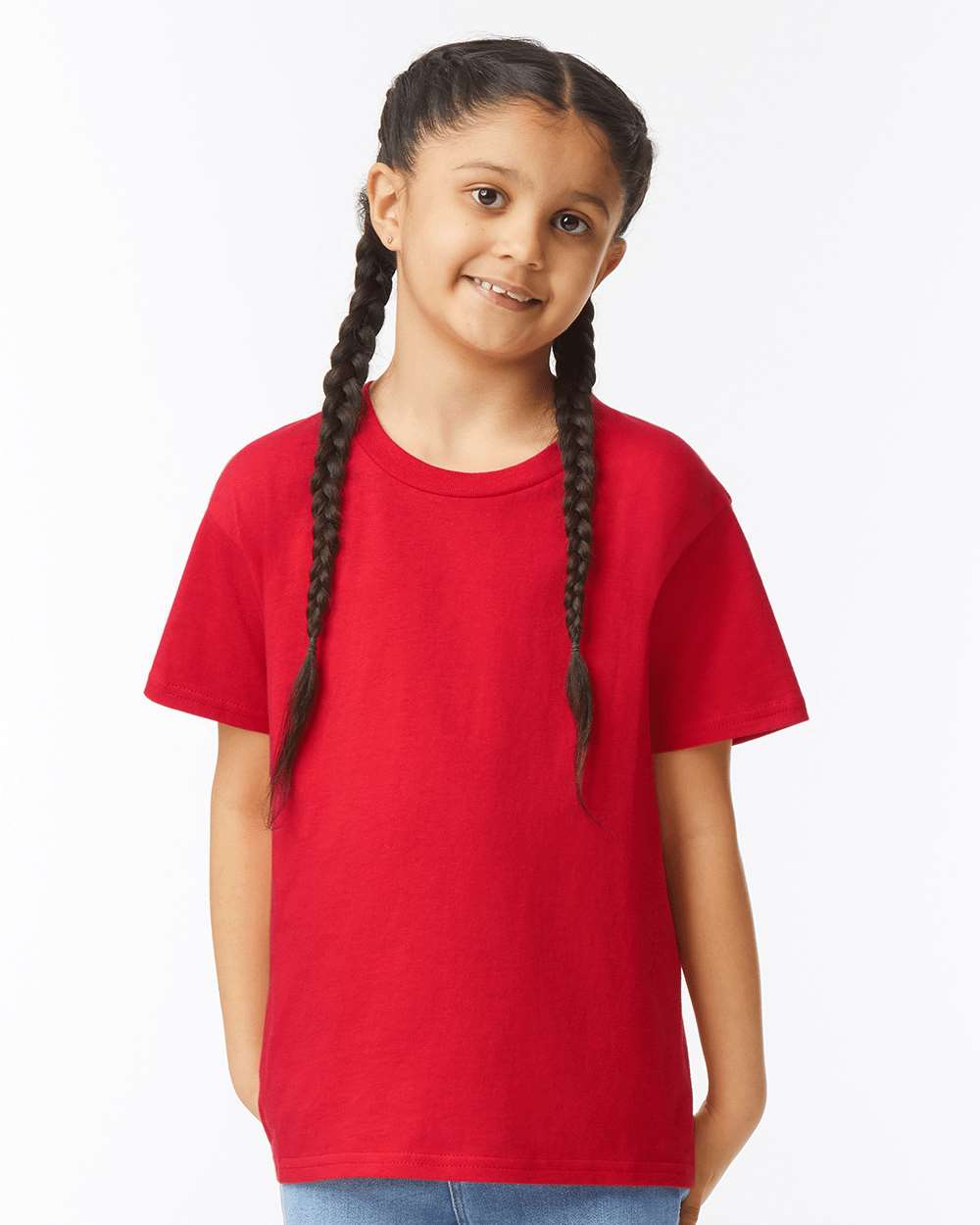 Youth Softstyle® T-Shirt - OnModelFront - B01660702 - Red