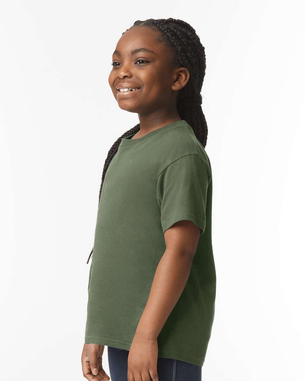 Youth Softstyle® T-Shirt - OnModelSide - B01660062 - Military Green