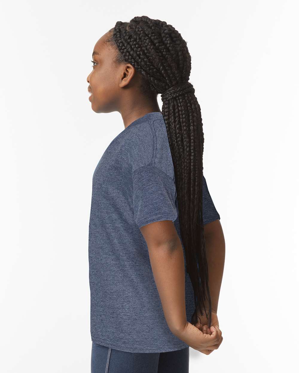 Youth Softstyle® T-Shirt - OnModelSide - B01660612 - Heather Navy