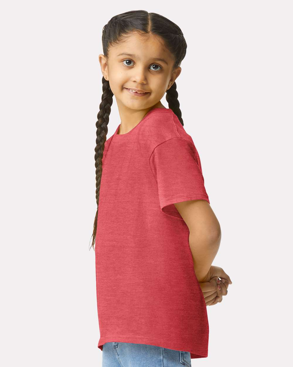 Youth Softstyle® T-Shirt - OnModelSide - B01660712 - Heather Red