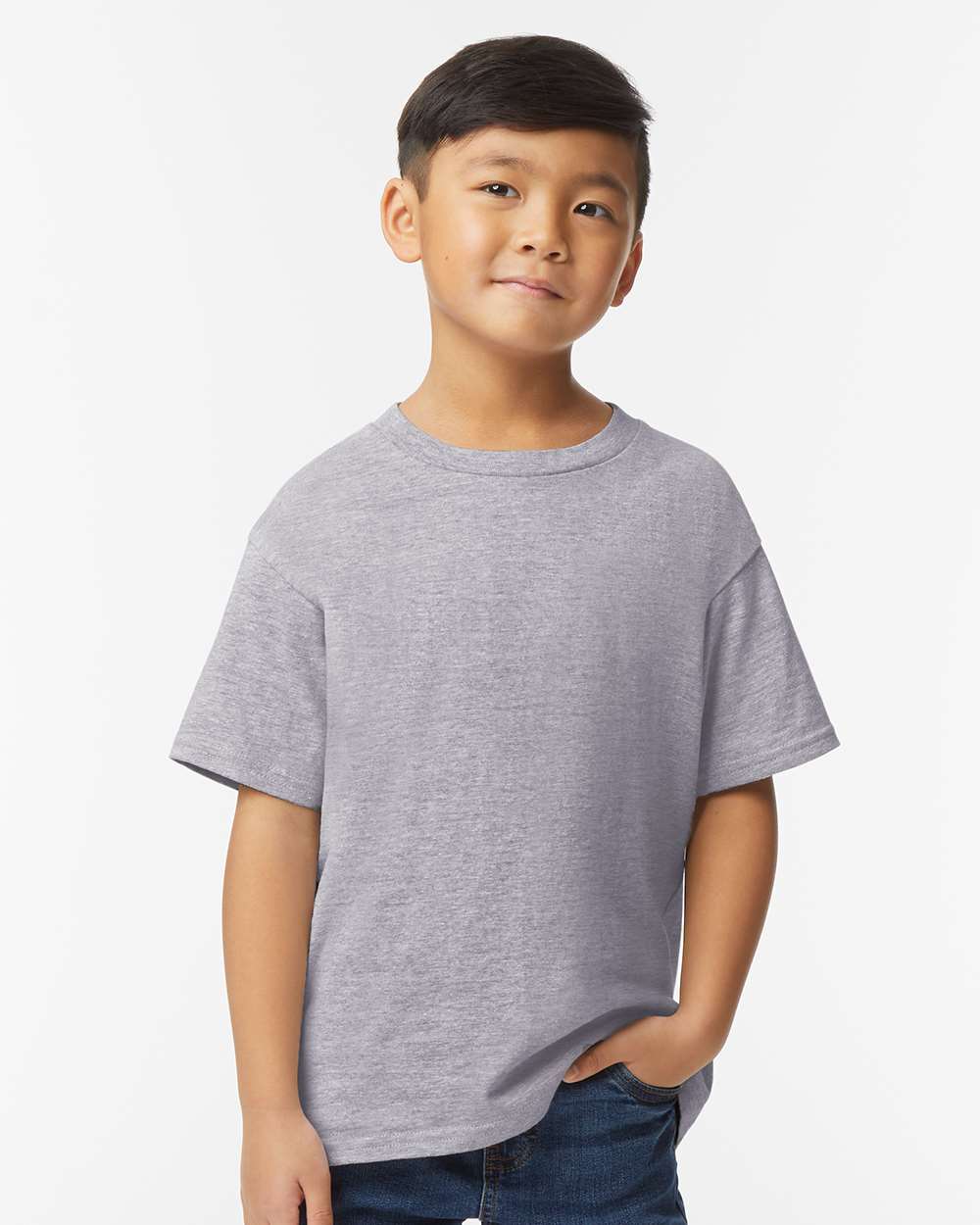 Youth Softstyle® Midweight T-Shirt - OnModelFront - B01960582 - Sport Grey