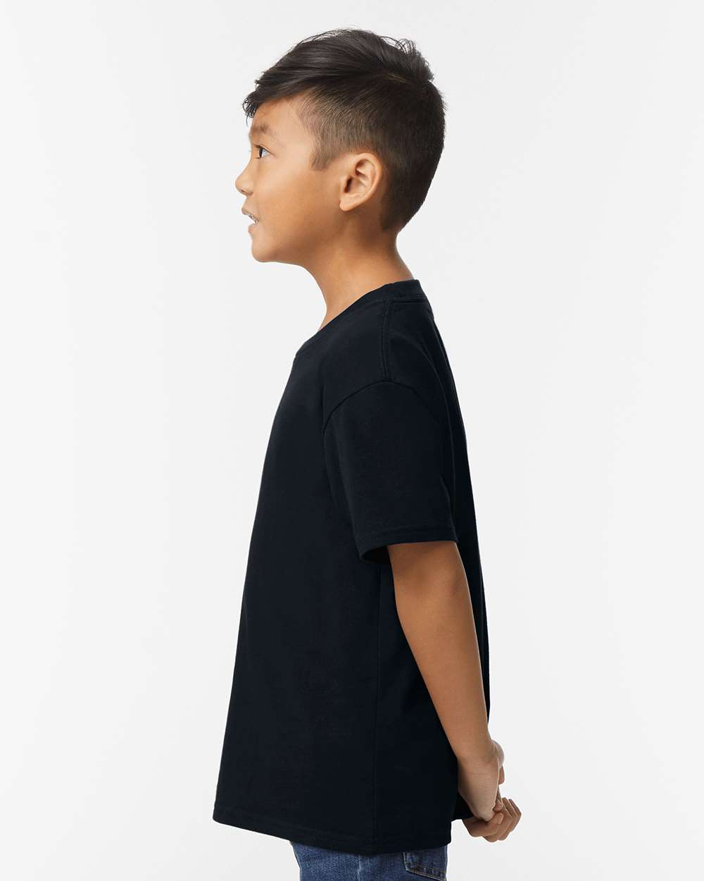 Youth Softstyle® Midweight T-Shirt - OnModelSide - B01960502 - Pitch Black