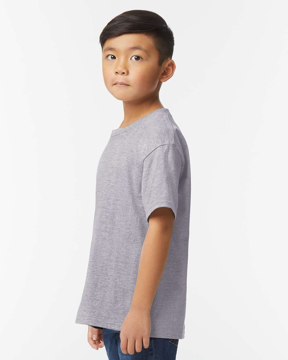 Youth Softstyle® Midweight T-Shirt - OnModelSide - B01960582 - Sport Grey