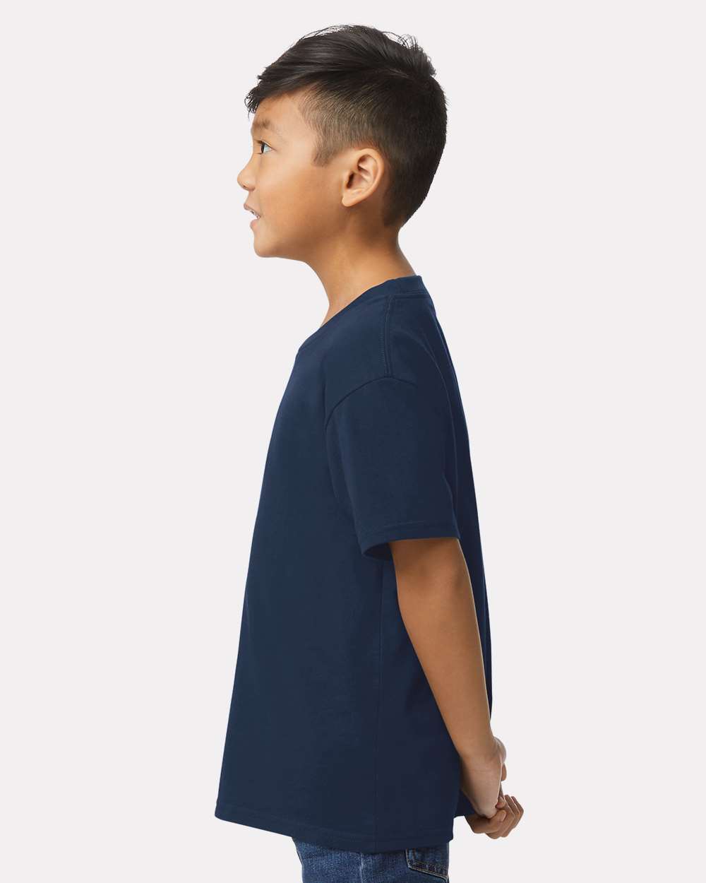 Youth Softstyle® Midweight T-Shirt - OnModelSide - B01960652 - Navy