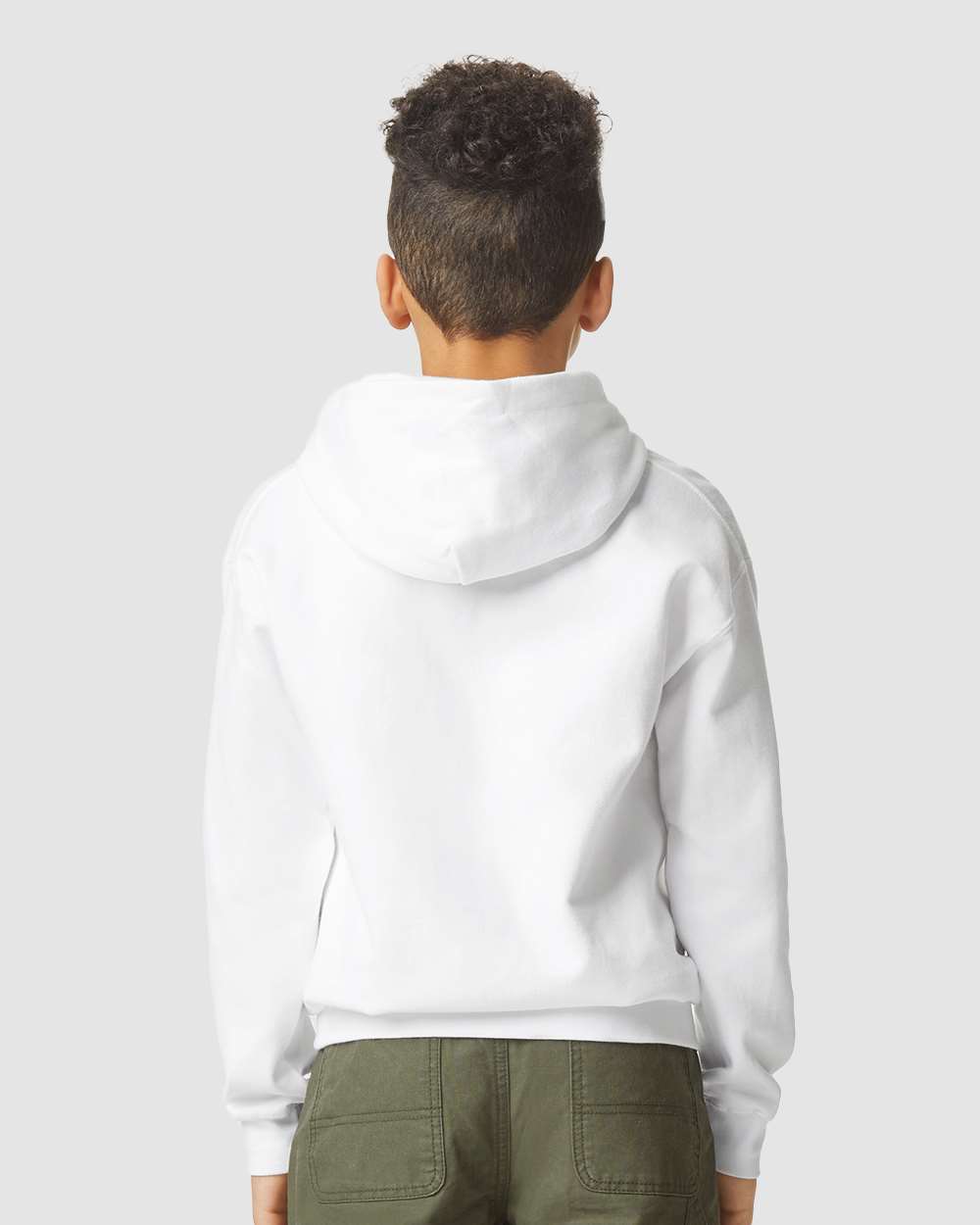 Youth Softstyle® Midweight Hooded Sweatshirt - OnModelBack - B00960002 - White