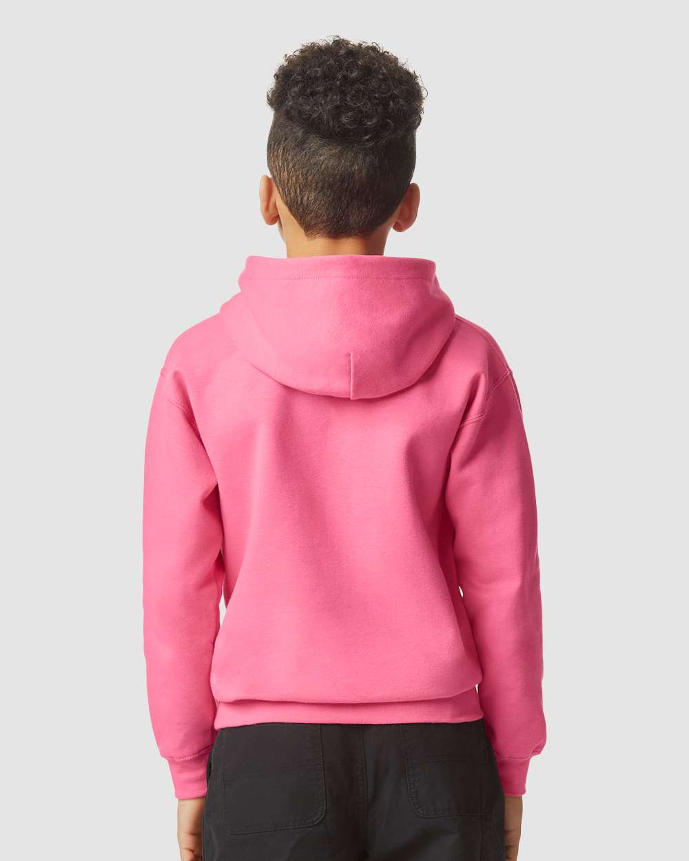 Youth Softstyle® Midweight Hooded Sweatshirt - OnModelBack - B00960102 - Pink Lemonade