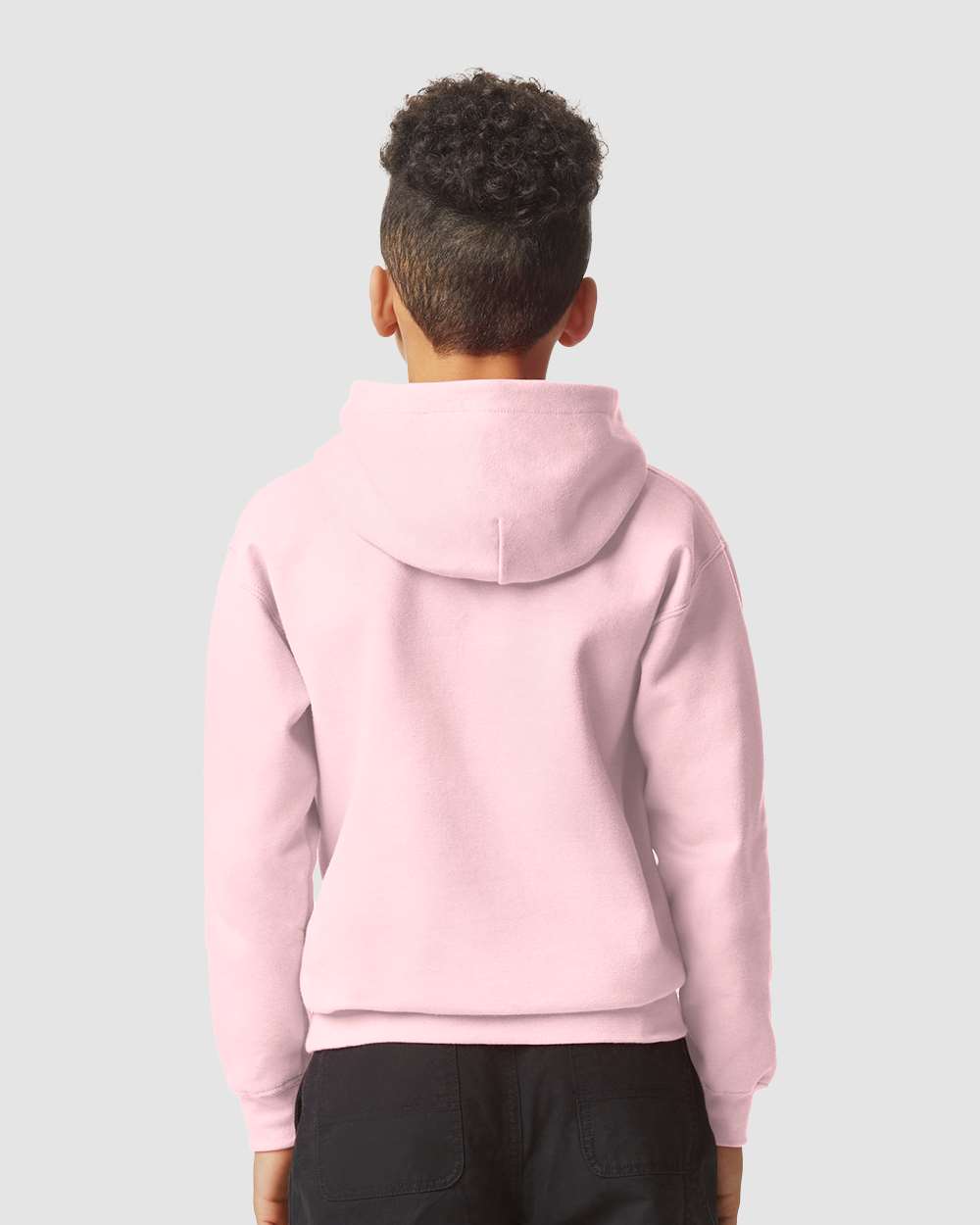 Youth Softstyle® Midweight Hooded Sweatshirt - OnModelBack - B00960302 - Light Pink