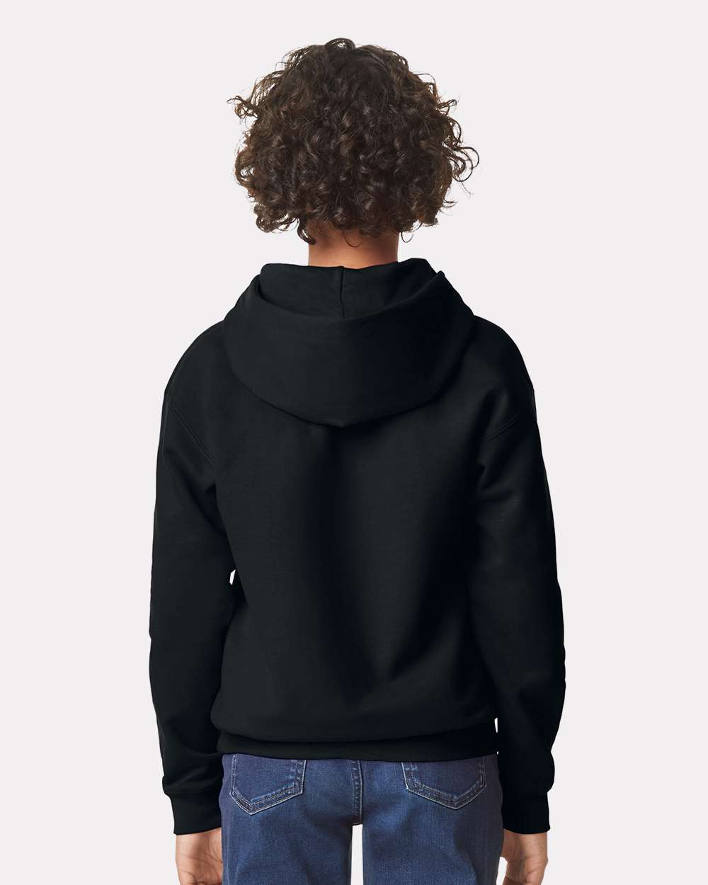 Youth Softstyle® Midweight Hooded Sweatshirt - OnModelBack - B00960502 - Black