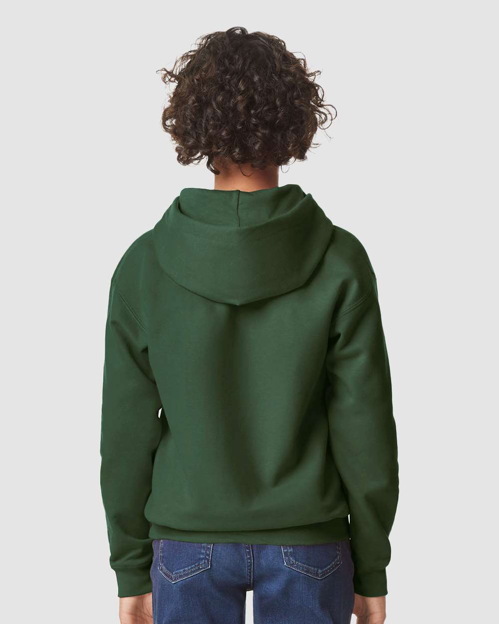 Youth Softstyle® Midweight Hooded Sweatshirt - OnModelBack - B00960542 - Forest Green