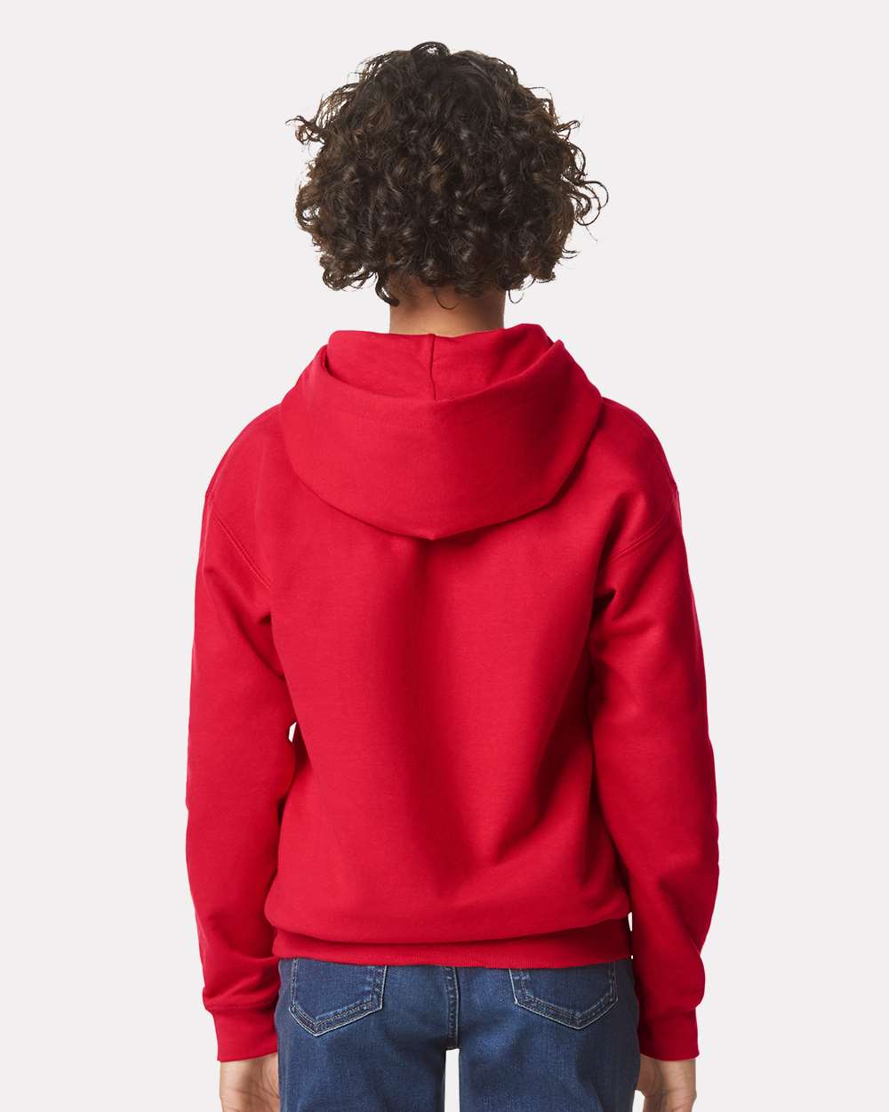 Youth Softstyle® Midweight Hooded Sweatshirt - OnModelBack - B00960702 - Red