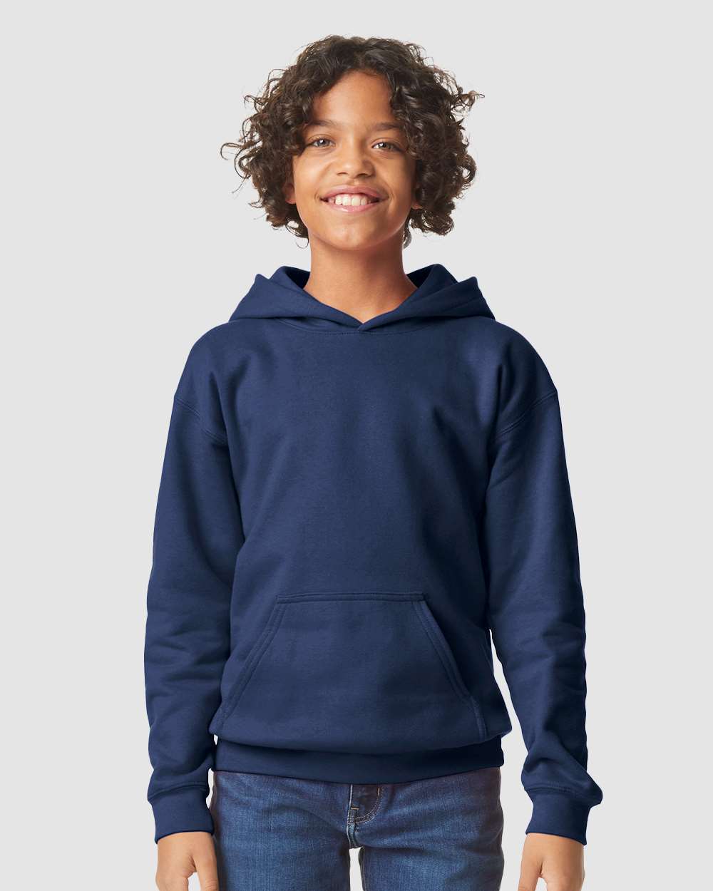 Youth Softstyle® Midweight Hooded Sweatshirt - OnModelFront - B00960652 - Navy